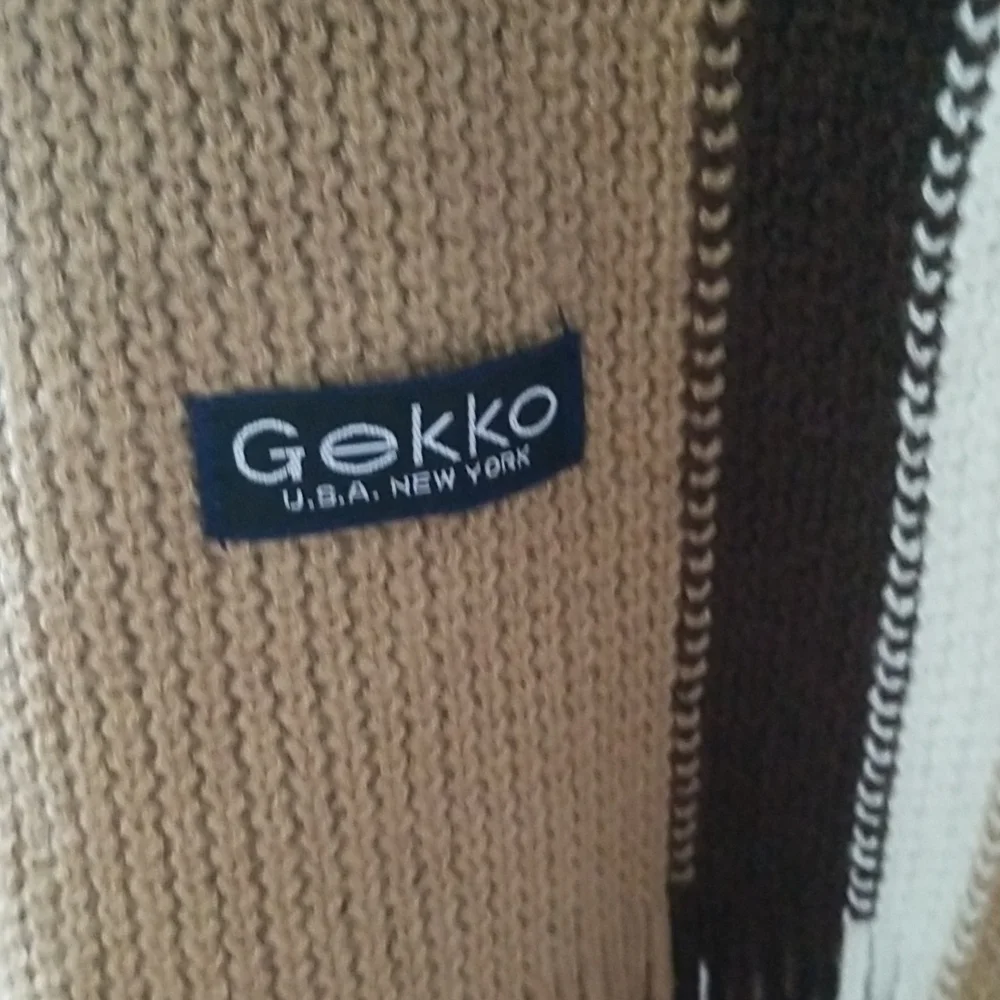 Men's Gekko Scraf with Fringes NWT in Tan, Brown & Cream